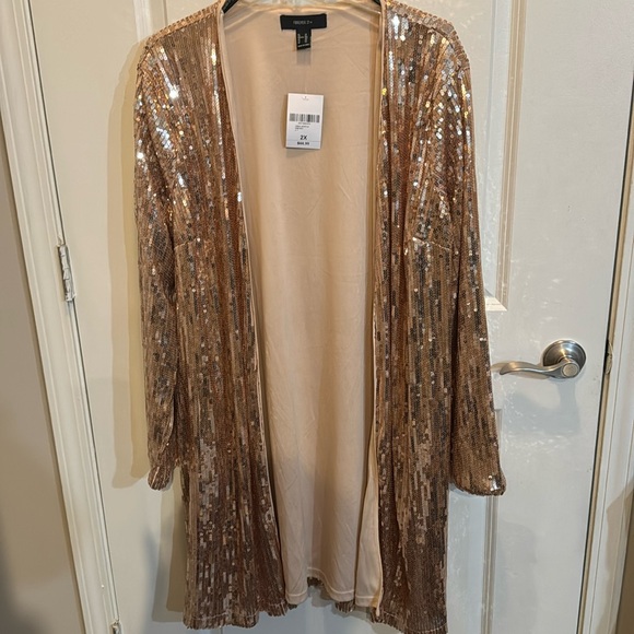Forever 21 Gold Sequin Open Front Top - Picture 1 of 2